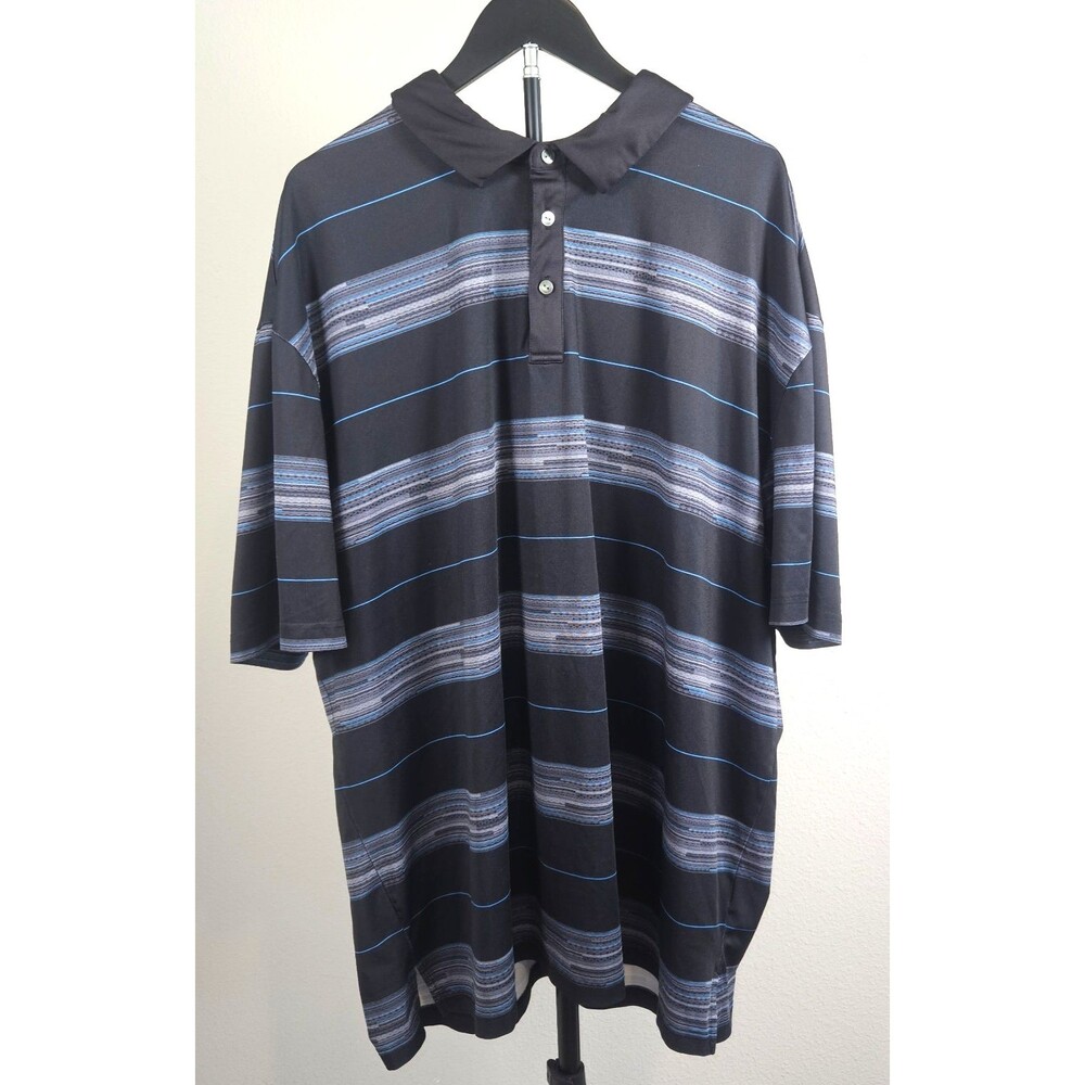 Ben Hogan Performance Polo Shirt Mens 3XL Black Blue‎ Striped Golf Stretch
